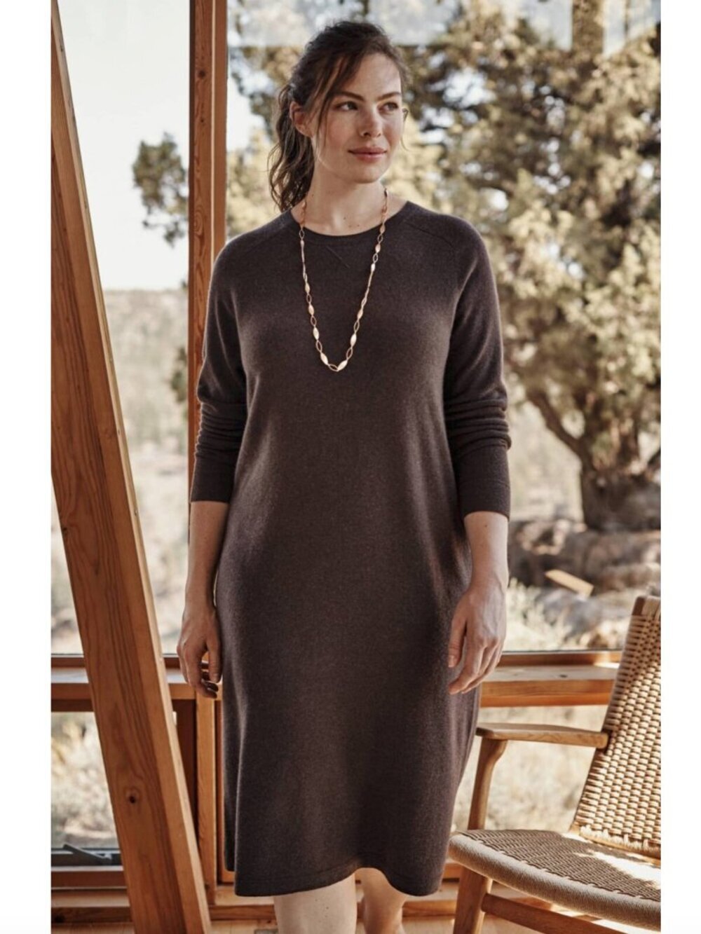 J Jill Cashmere Midi Dress Chestnut